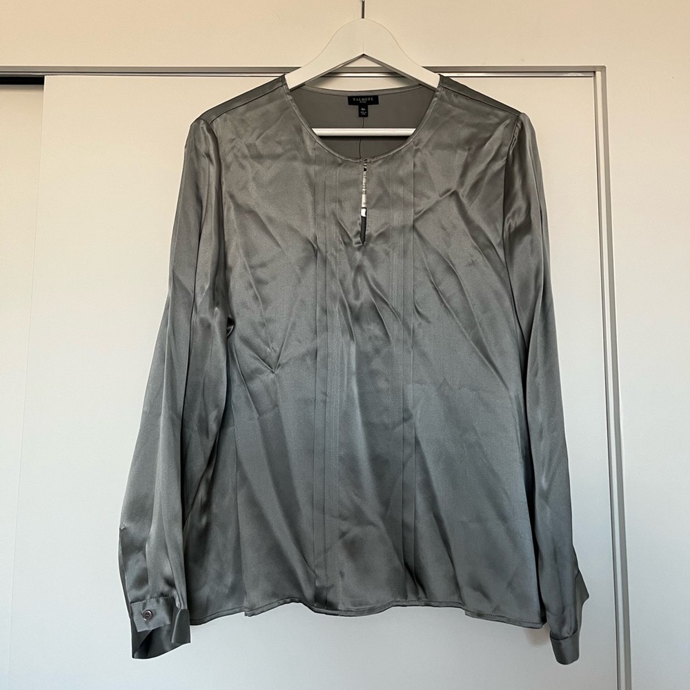 NWT Silver Luxurious Talbots Blouse